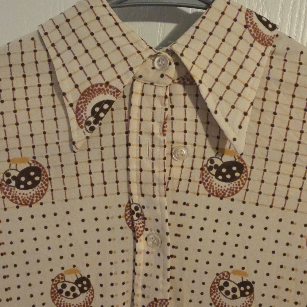 1970's Mushroom Print Dagger Collar - Picture 5 of 5